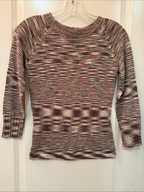 Y2K Vintage Parallel Multicolor Striped Crewneck Lightweight Knit Top Small NEW